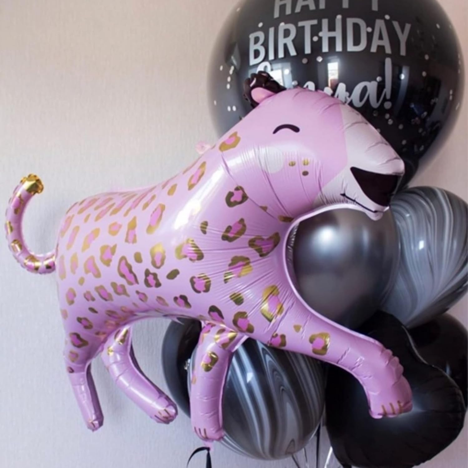 2PCS Pink Leopard Foil Balloons Safari Party Decorations