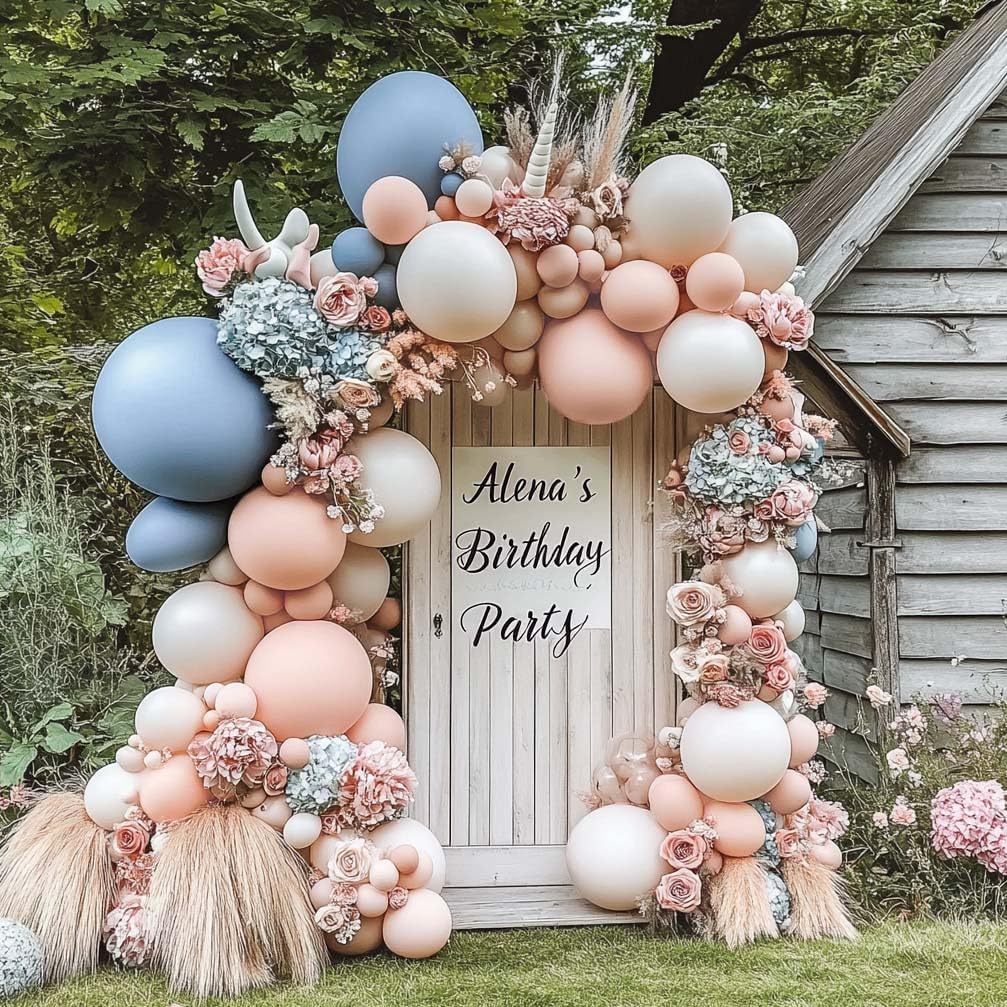 Dusty Blue Double Stuffed Balloons Set for Party Decorations