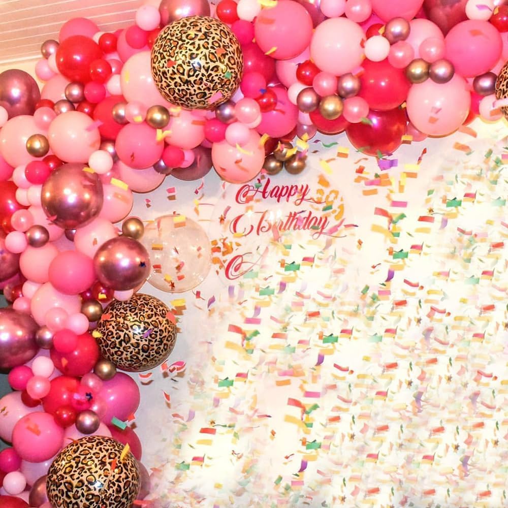 133 Pcs Pink Leopard Print Balloon Garland Kit