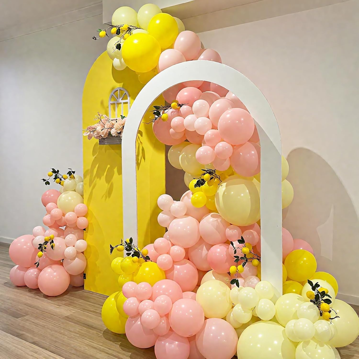 Pink and Yellow Balloon Arch Decor Kit 122Pcs