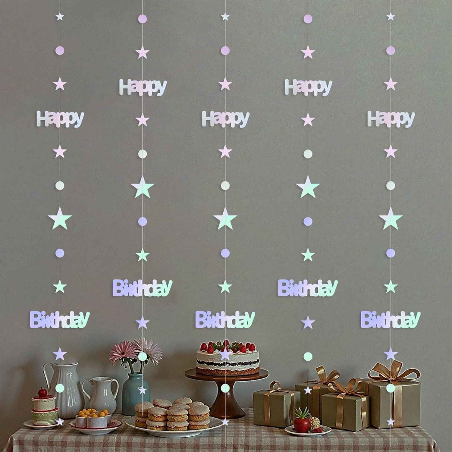 Iridescent Twinkle Star Birthday Garland Kit