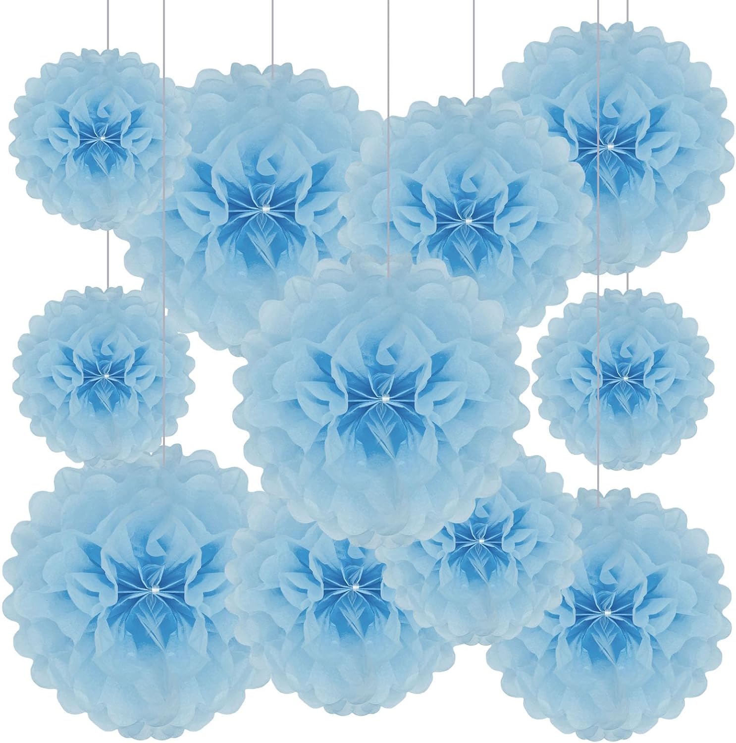 Baby Blue Tissue Paper Pom Poms 20 Piece Set