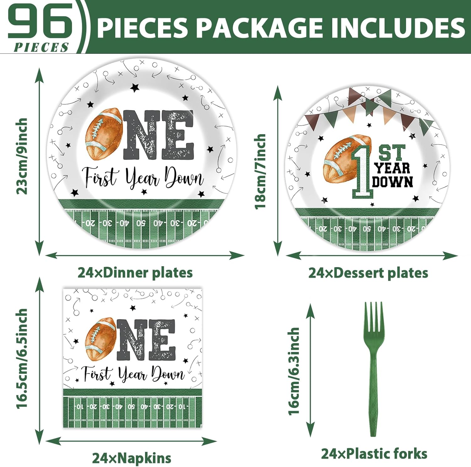 200PCS Football 1st Birthday Tableware Set for Kids