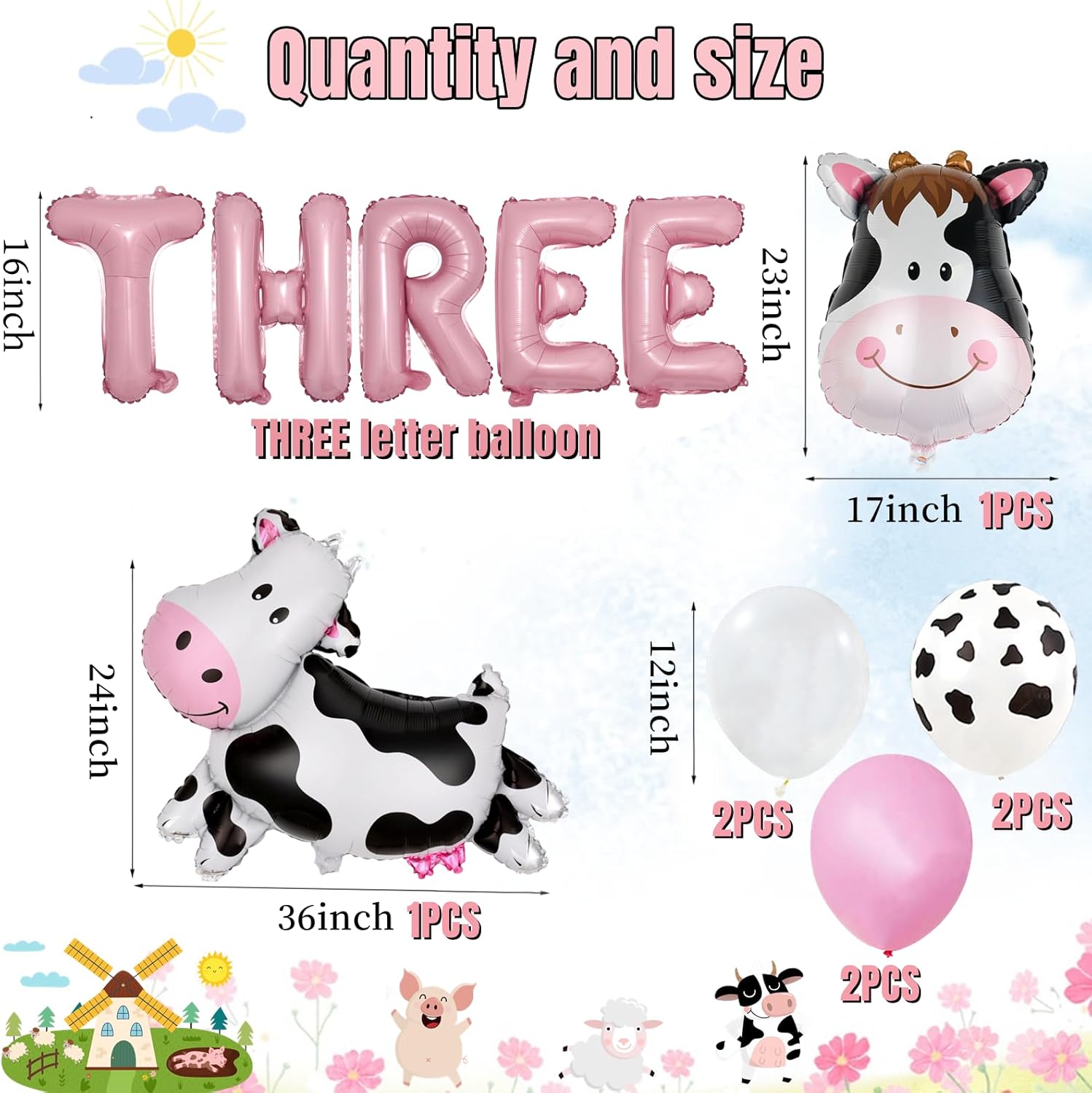 21 PCS Farm Animal Theme Balloons Party Decor
