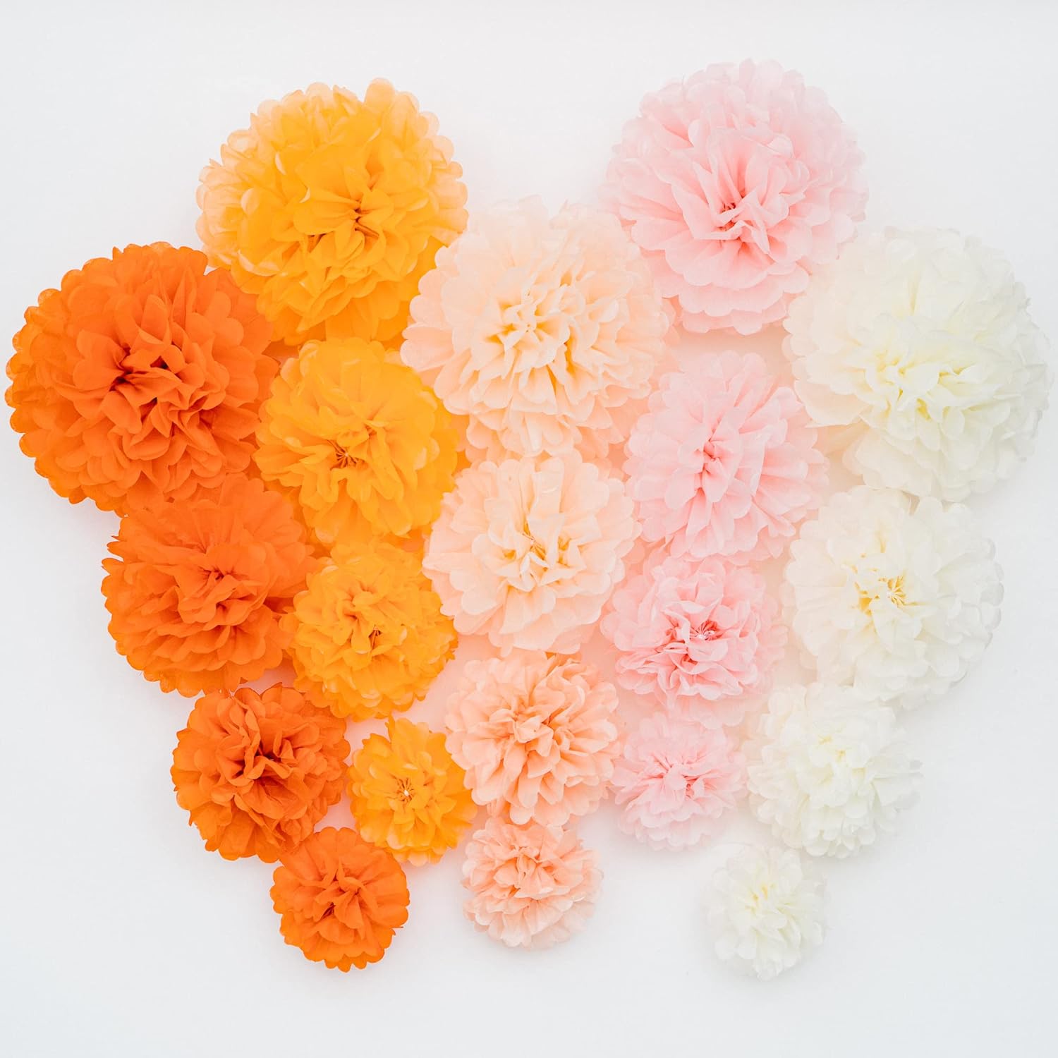 PapaKit Party Tissue Pom Poms 20 Piece Bright Orange Set