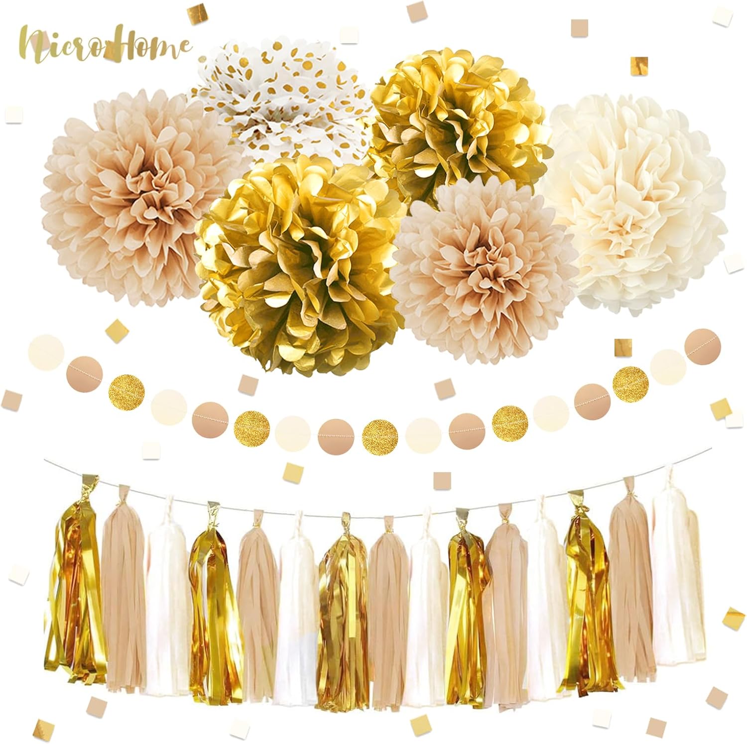 White Gold Tassel Garland Set for Wedding Decor