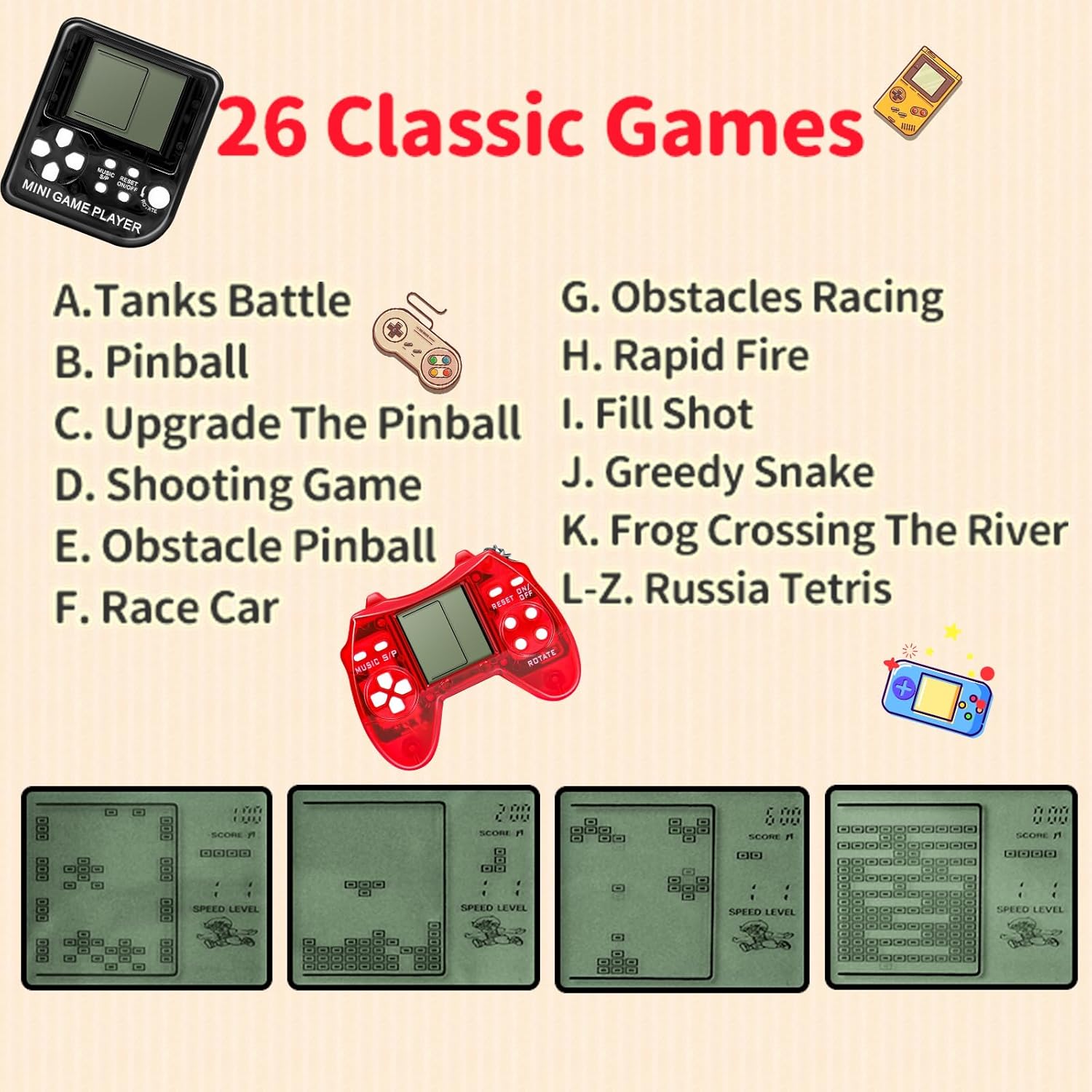 24Pcs Video Game Keychain Party Favors for Kids and Adults