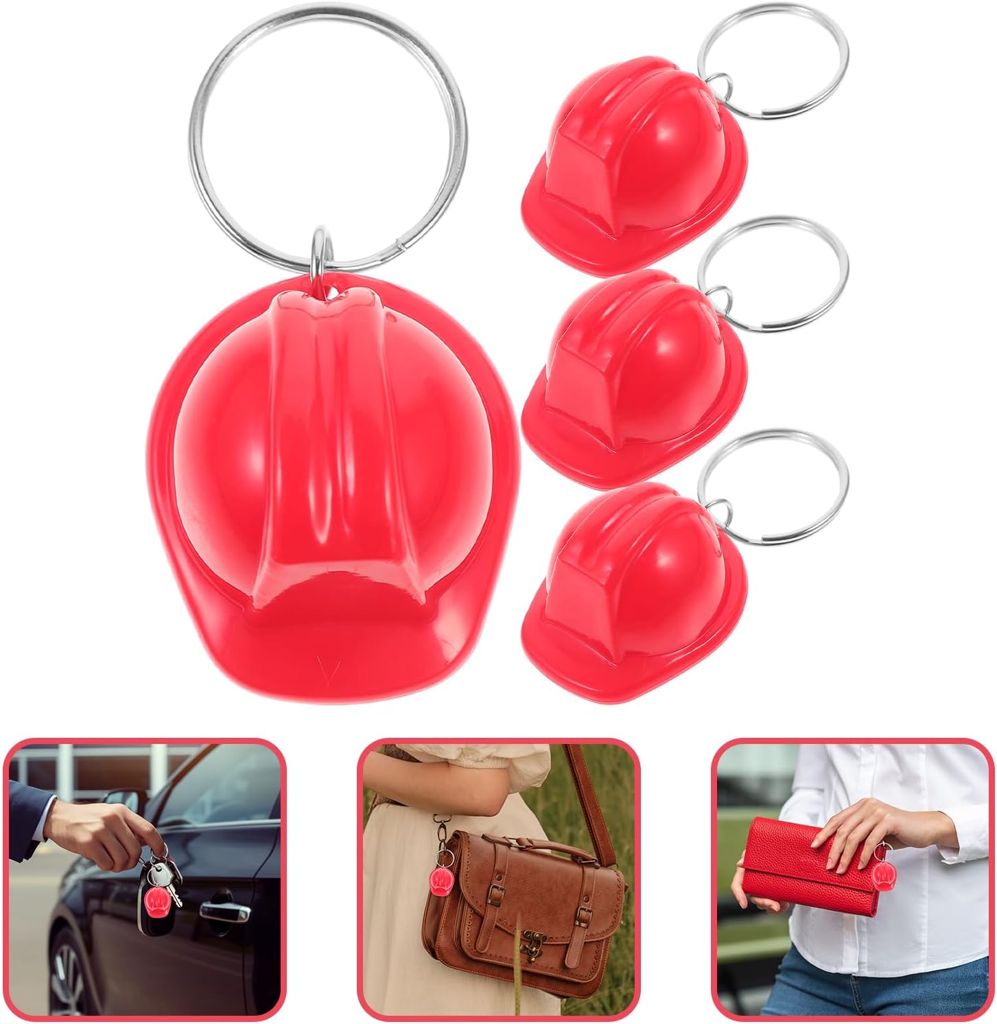 LUOZZY 4pcs Mini Animal Helmet Keychain Set