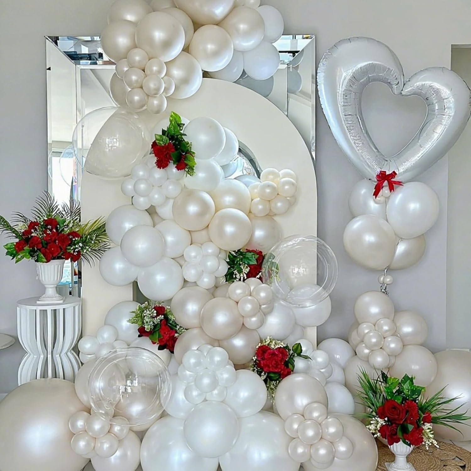 FunHot White Balloons Garland Arch Kit 120Pcs
