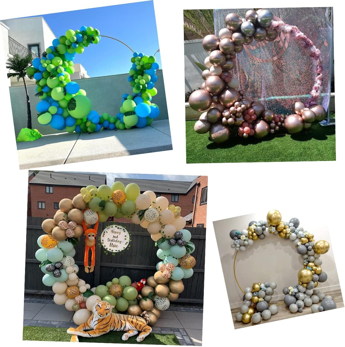 LANGXUN 72ft Black Metal Balloon Arch Kit for Events