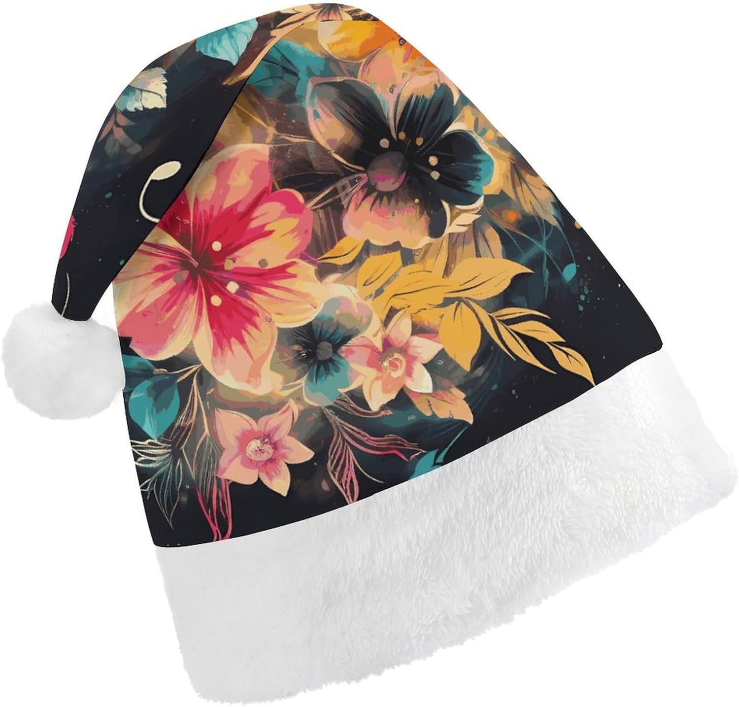 Colorful Flowers Santa Hat Christmas Party Headwear