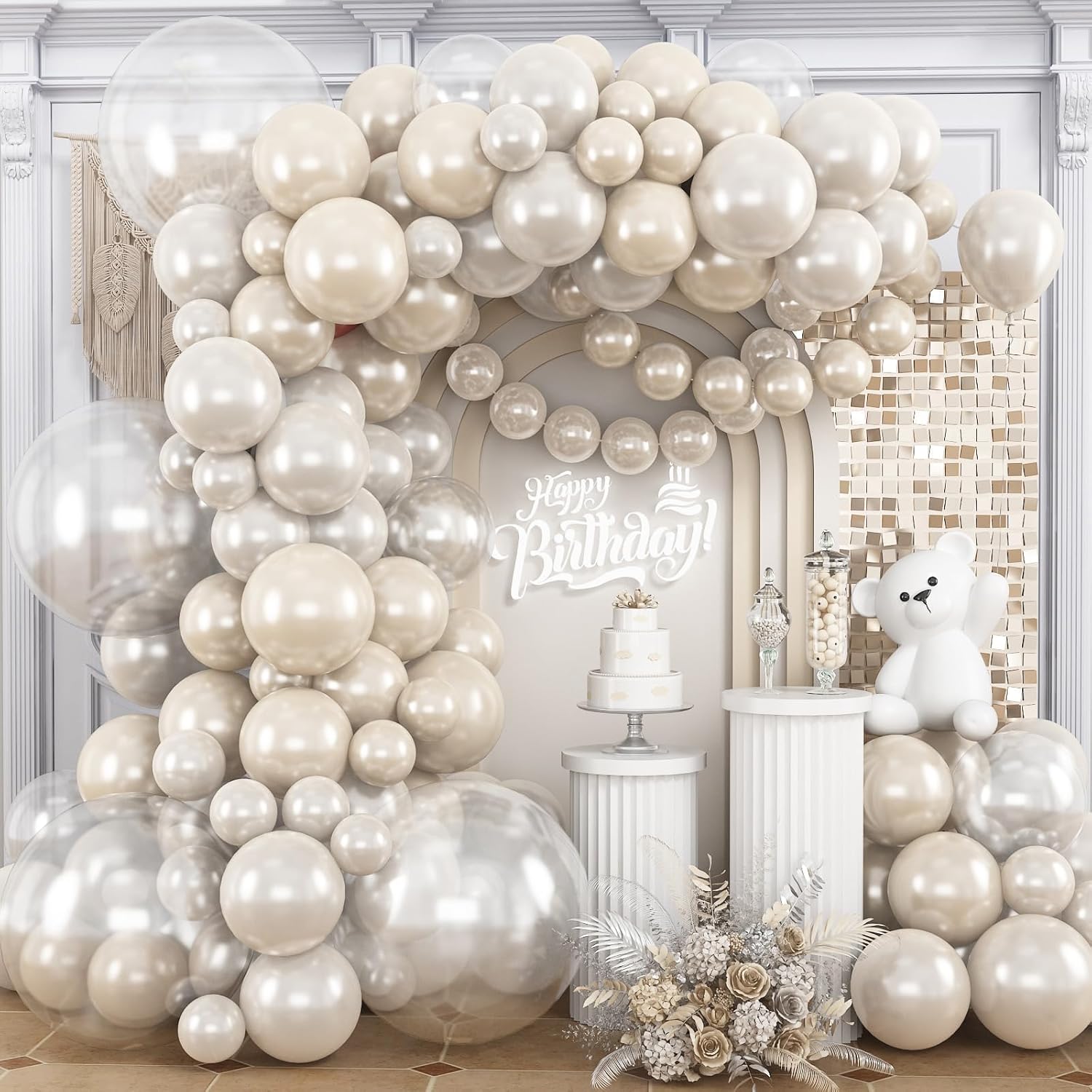 FunHot White Balloons Garland Arch Kit 120Pcs