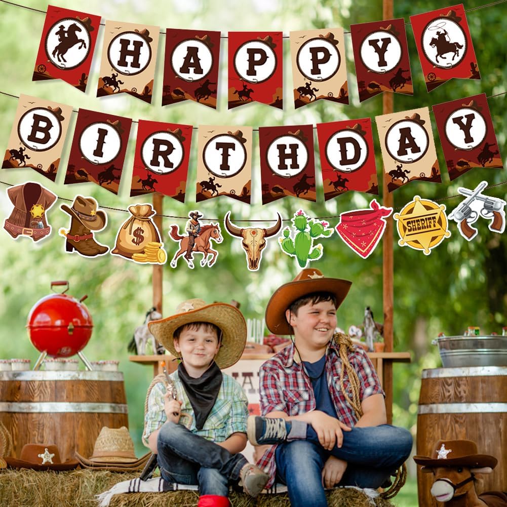 40PCS Cowboy Birthday Party Decorations Set