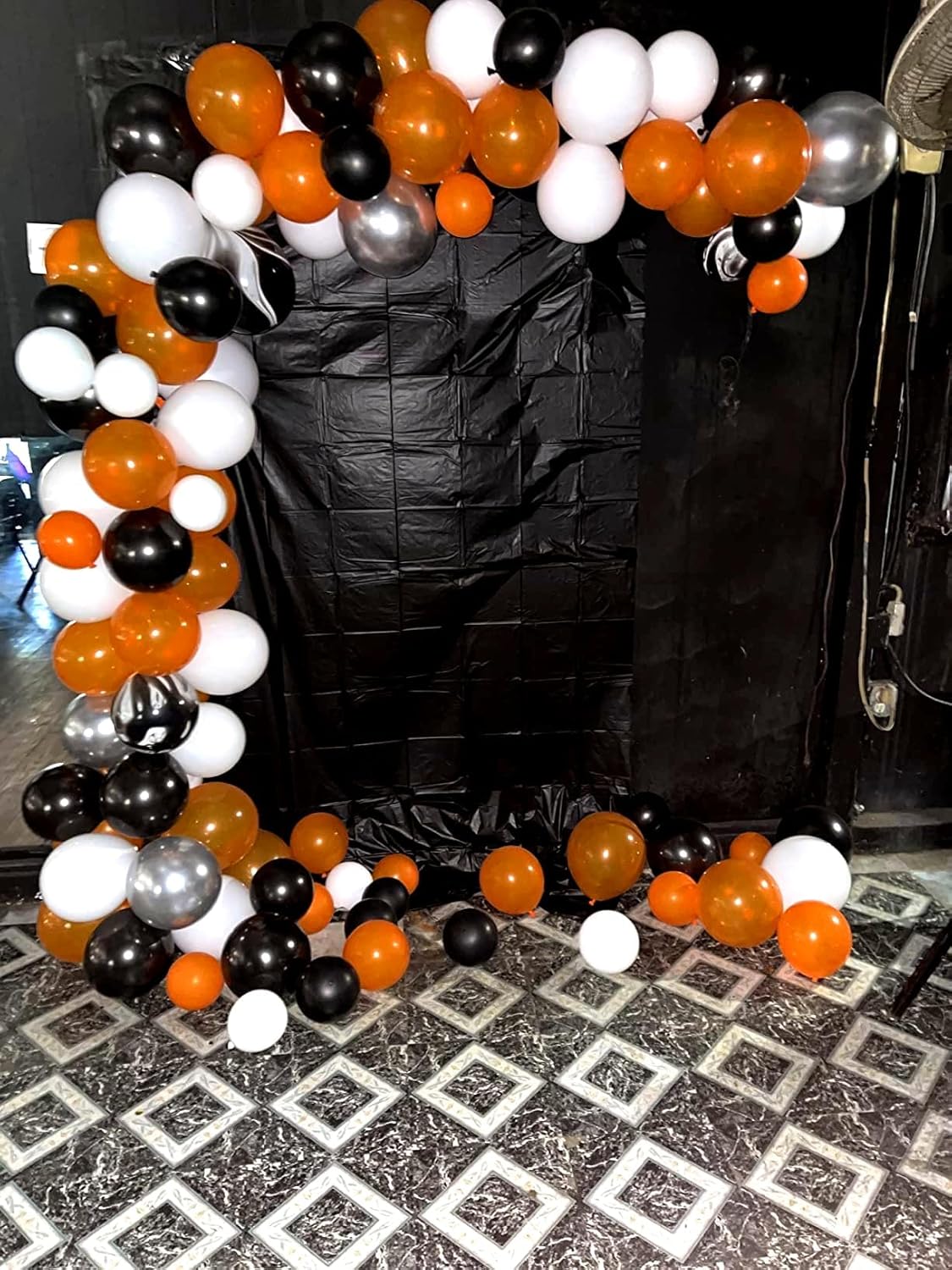 Black Orange and Silver Balloon Garland Arch Kit for Halloween