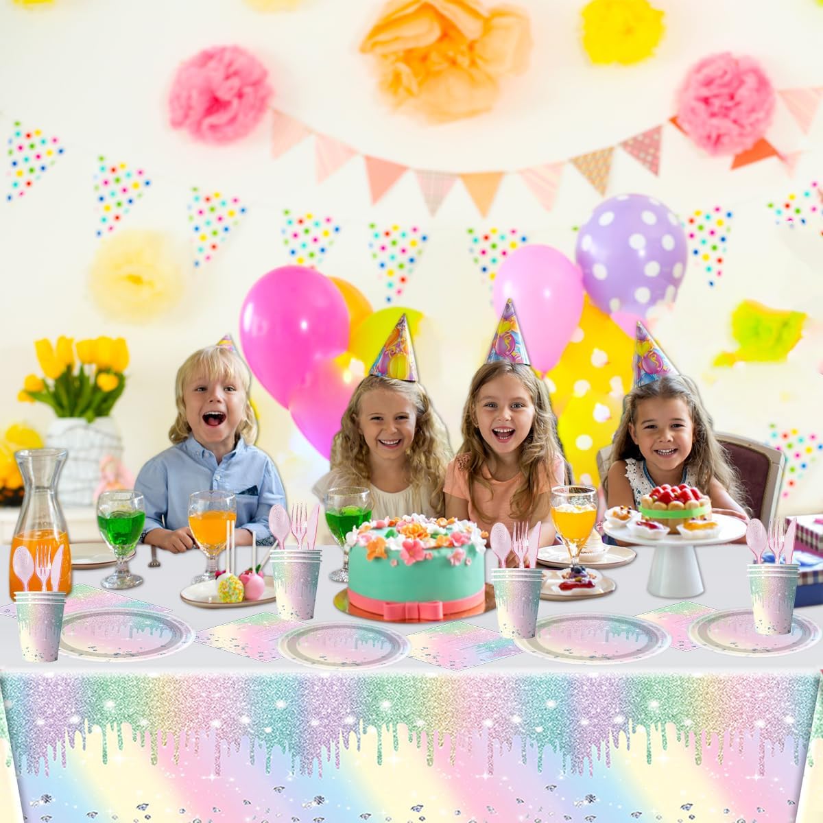 81Pcs Iridescent Diamond Party Tableware Set