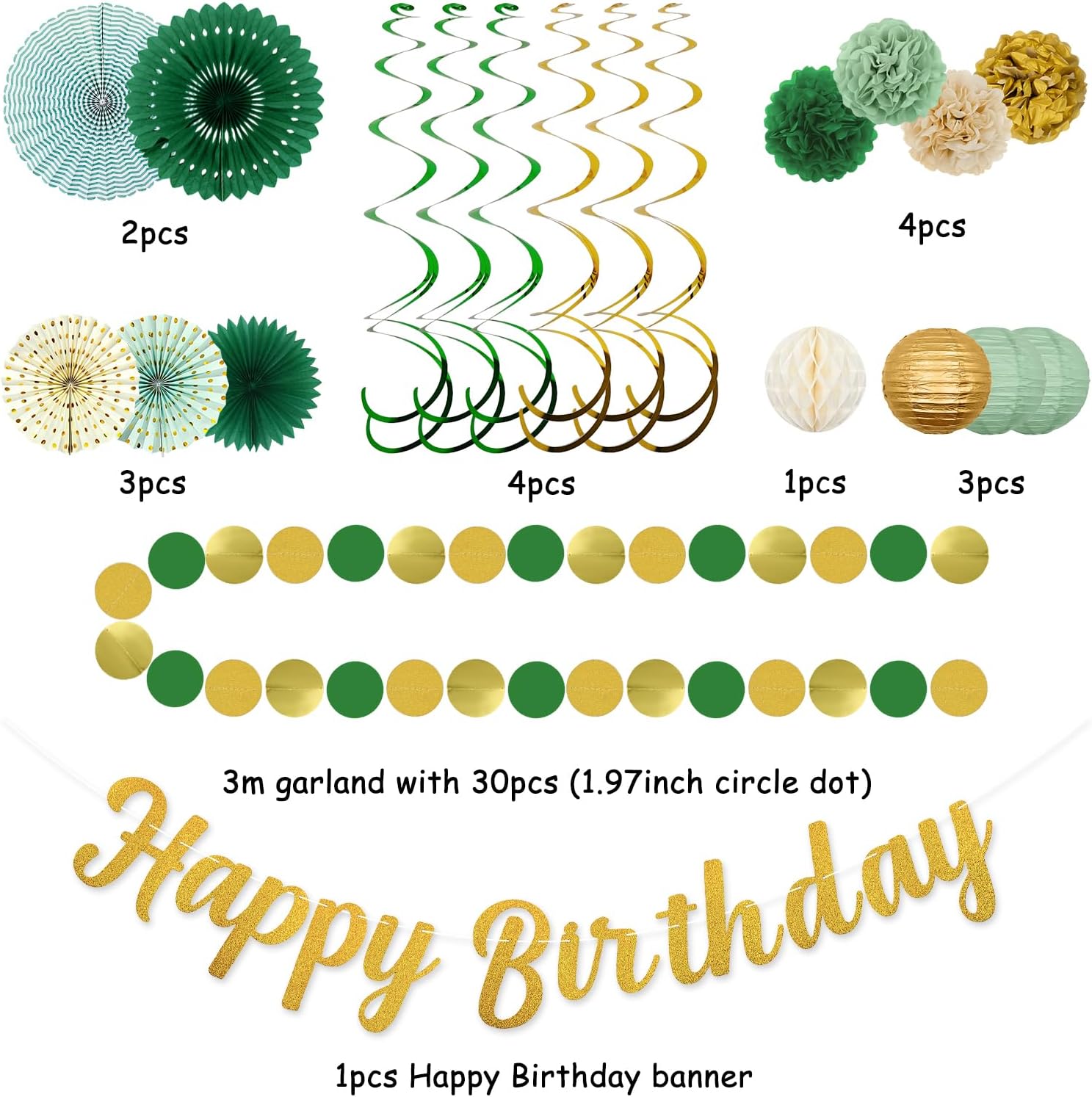 Sage Green Birthday Party Decorations 21pcs Set