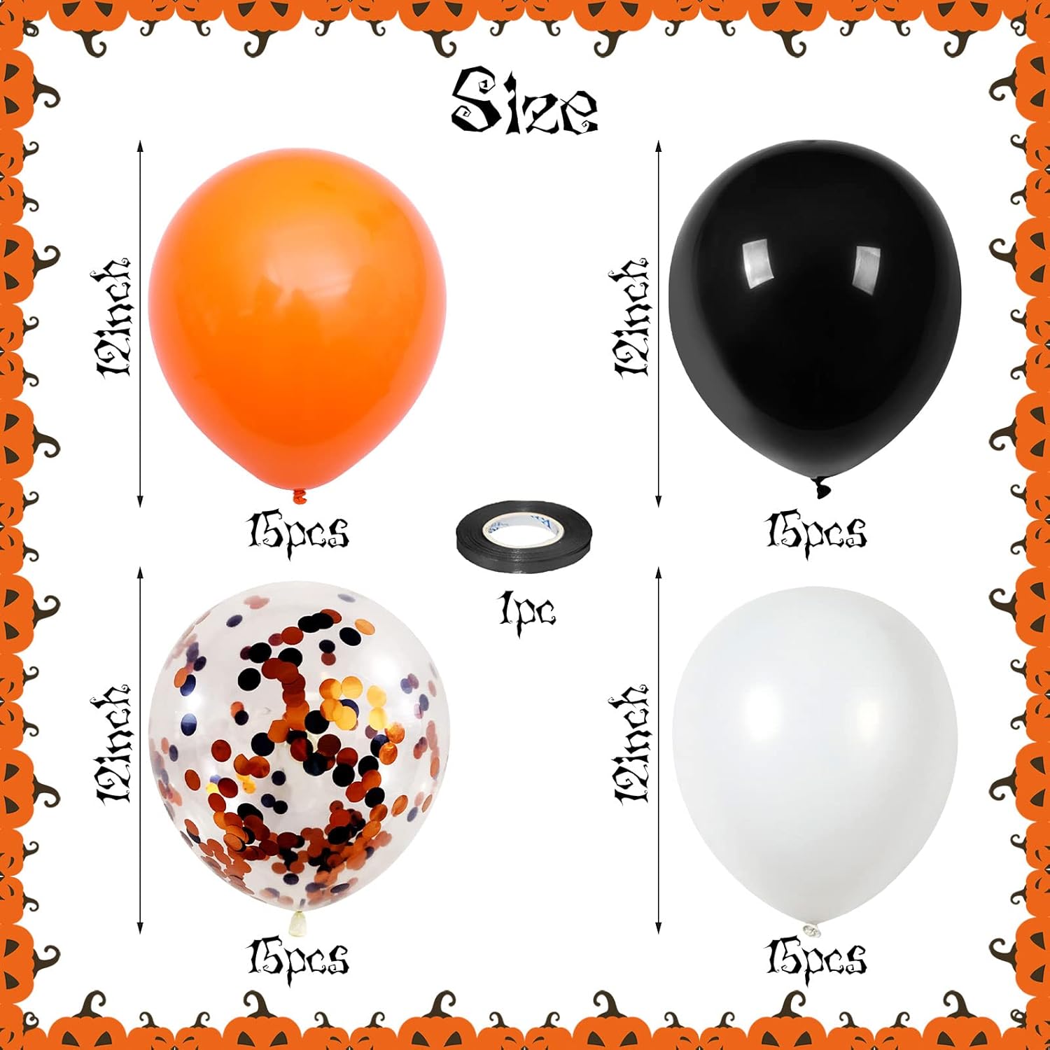 Togvu Orange Black White Balloons 60 Pack Halloween Decor