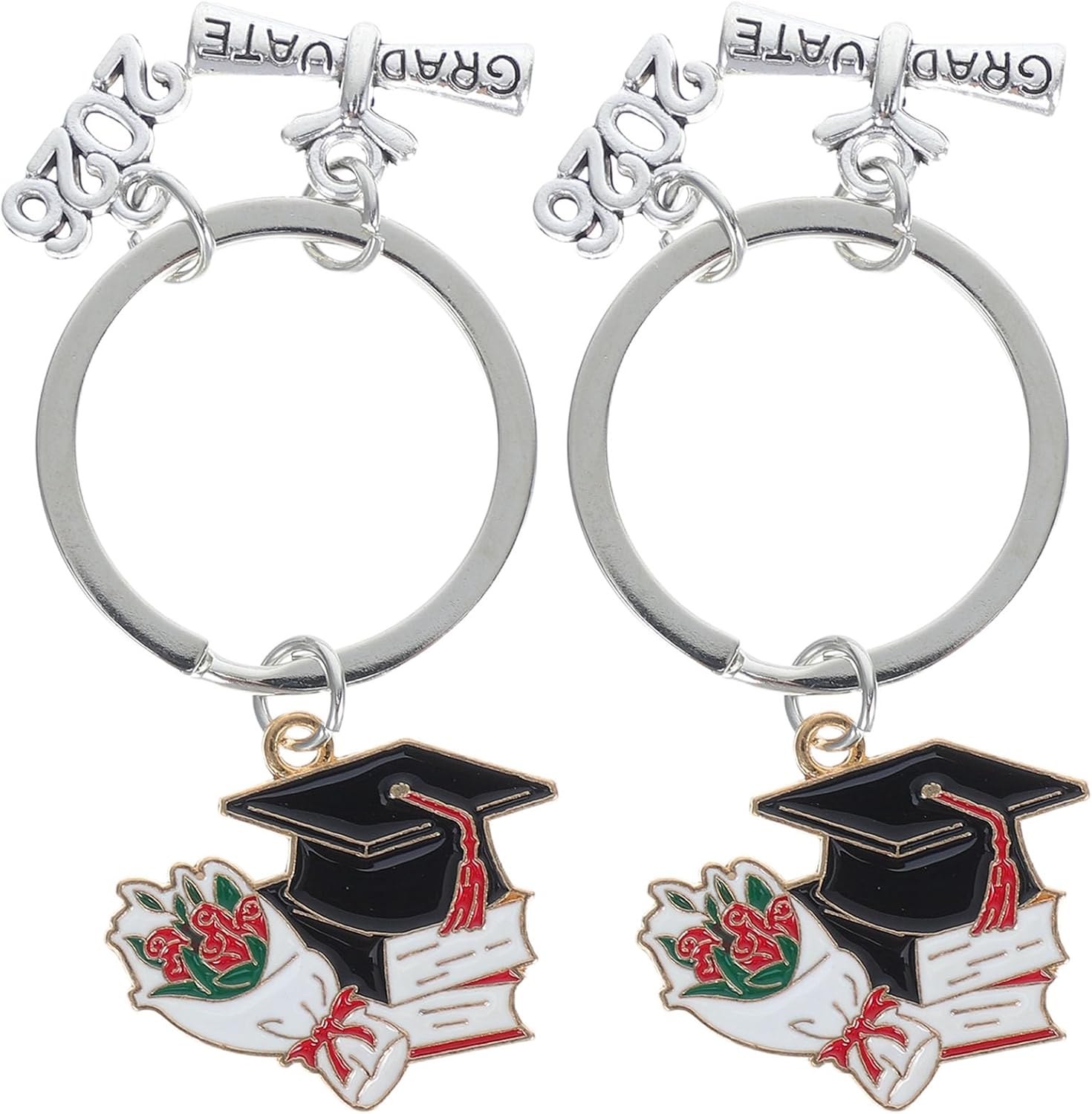 LUOZZY Graduation Keychain Class of 2026 Grad Cap Book Charm