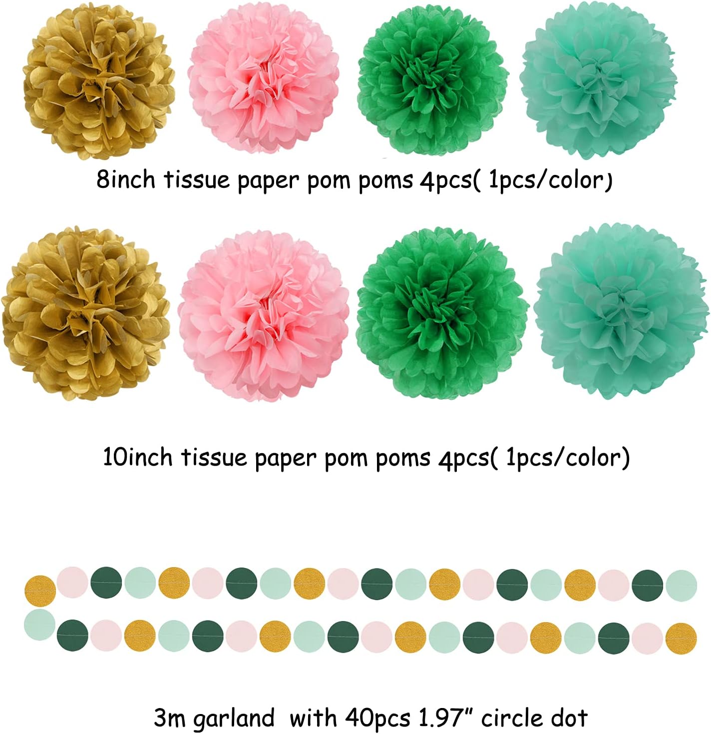 Sage Green Pink Gold Party Decor Kit 30pcs