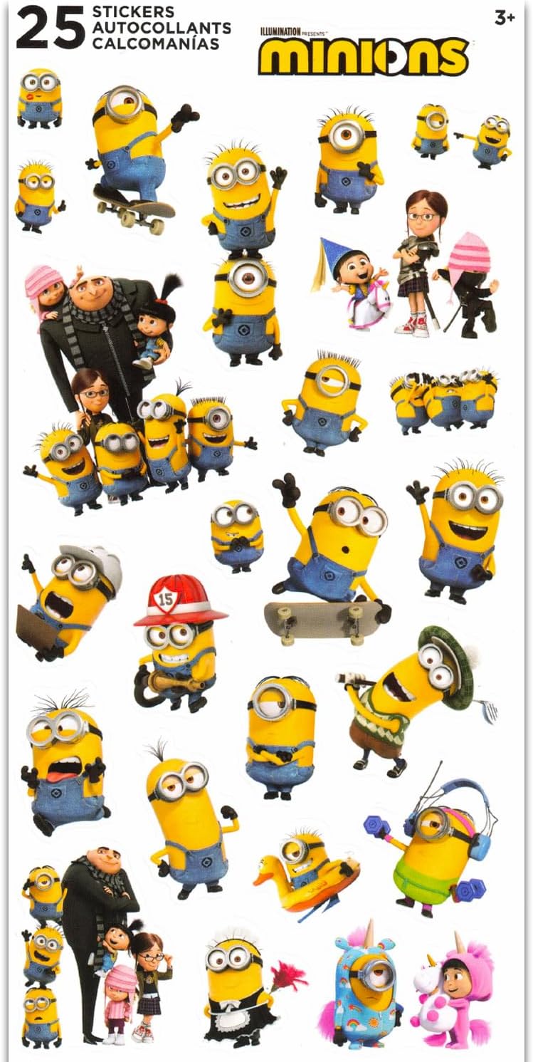 Minions Party Favors 12 Pack Sticker Sheets