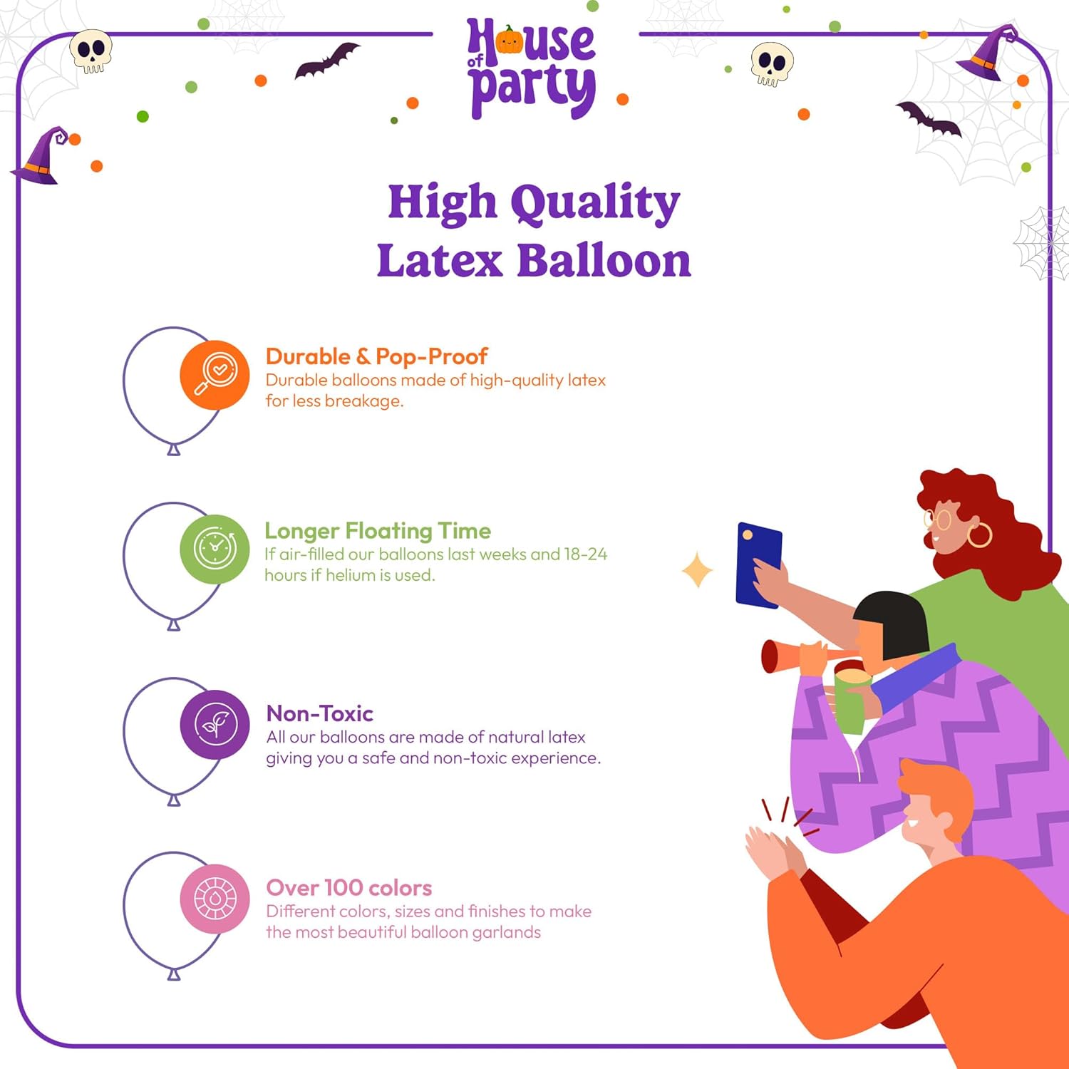 HOUSE OF PARTY 50PCS Halloween Balloons Arch Kit