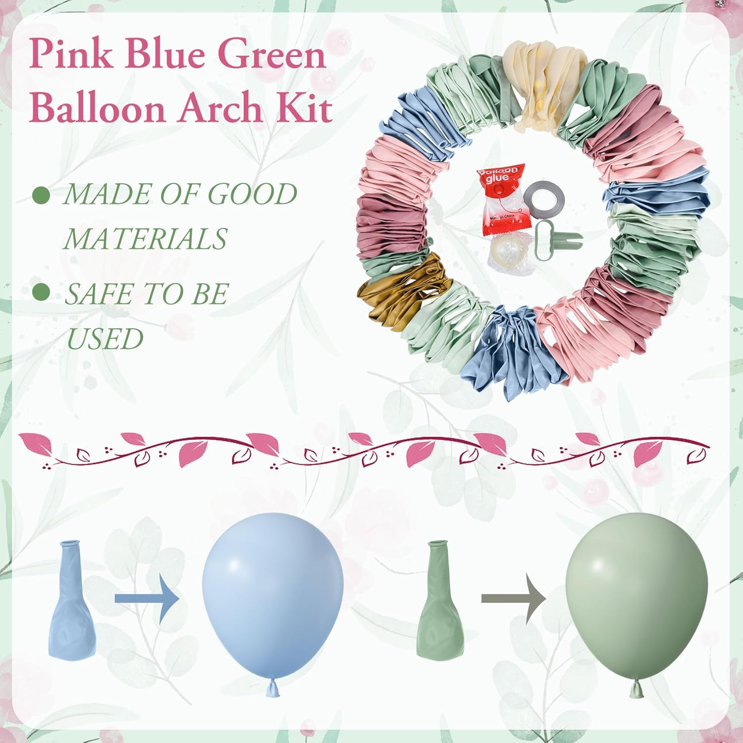 Amandir 173Pcs Pastel Balloon Arch Kit for Baby Showers and Birthdays