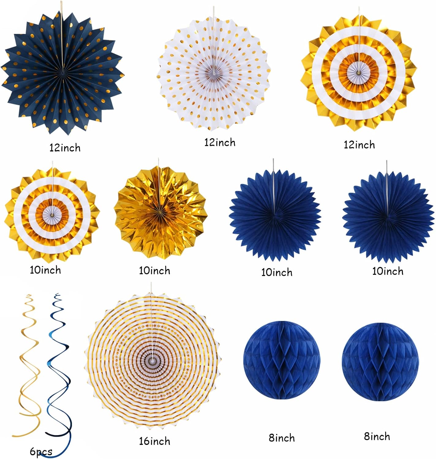 Navy Blue White Gold Graduation Party Decor Kit 33pcs