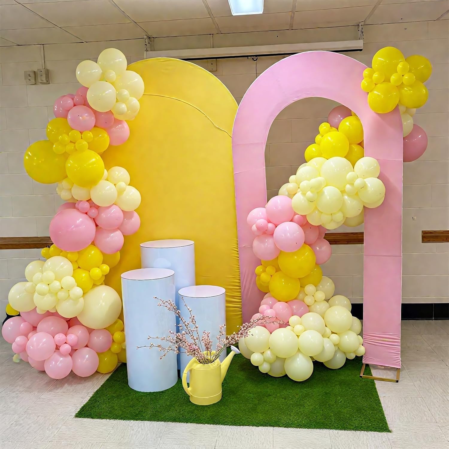 Pink and Yellow Balloon Arch Decor Kit 122Pcs