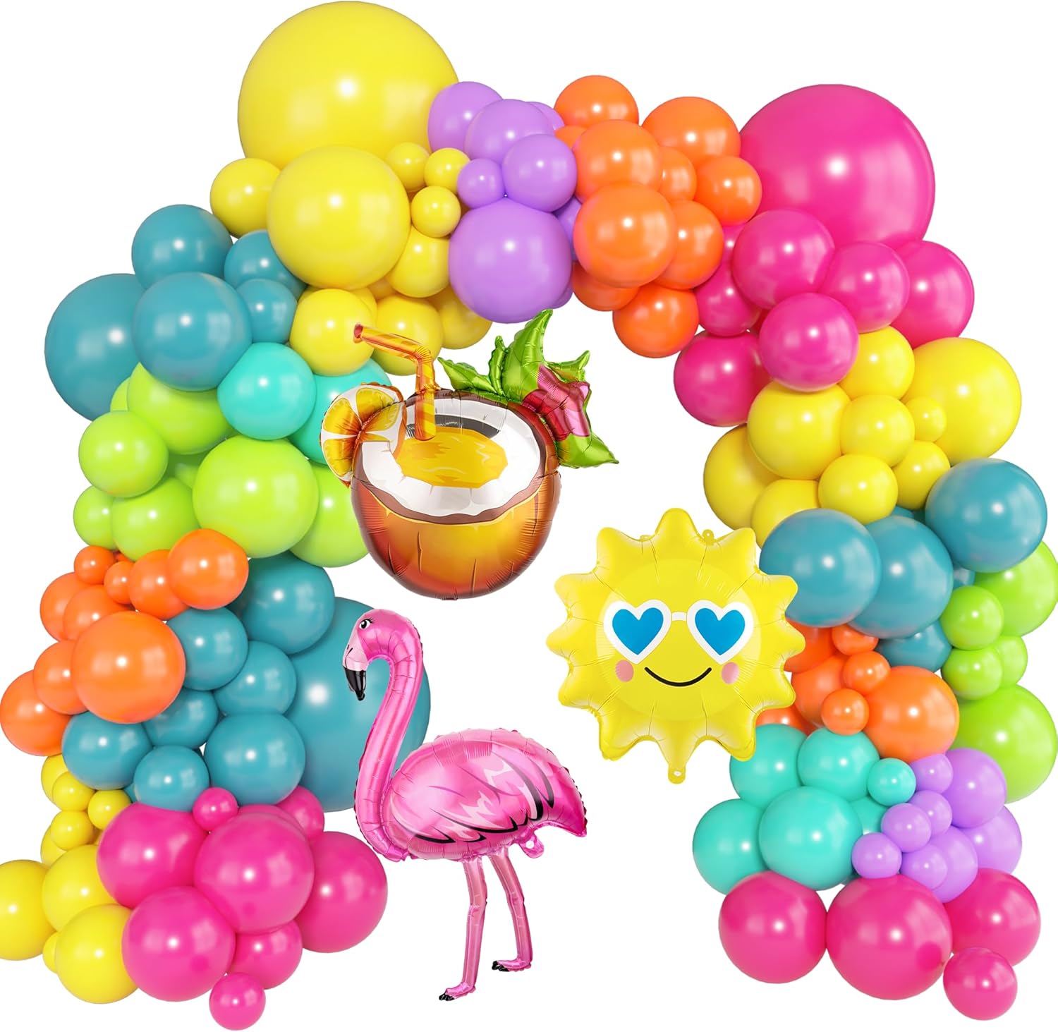 164Pcs Tropical Balloon Arch Kit for Parties