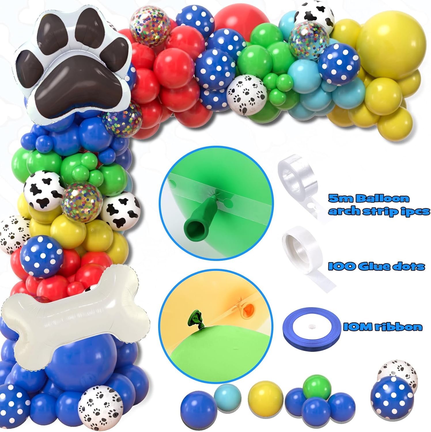Winrayk 156Pcs Dog Paw Birthday Decorations