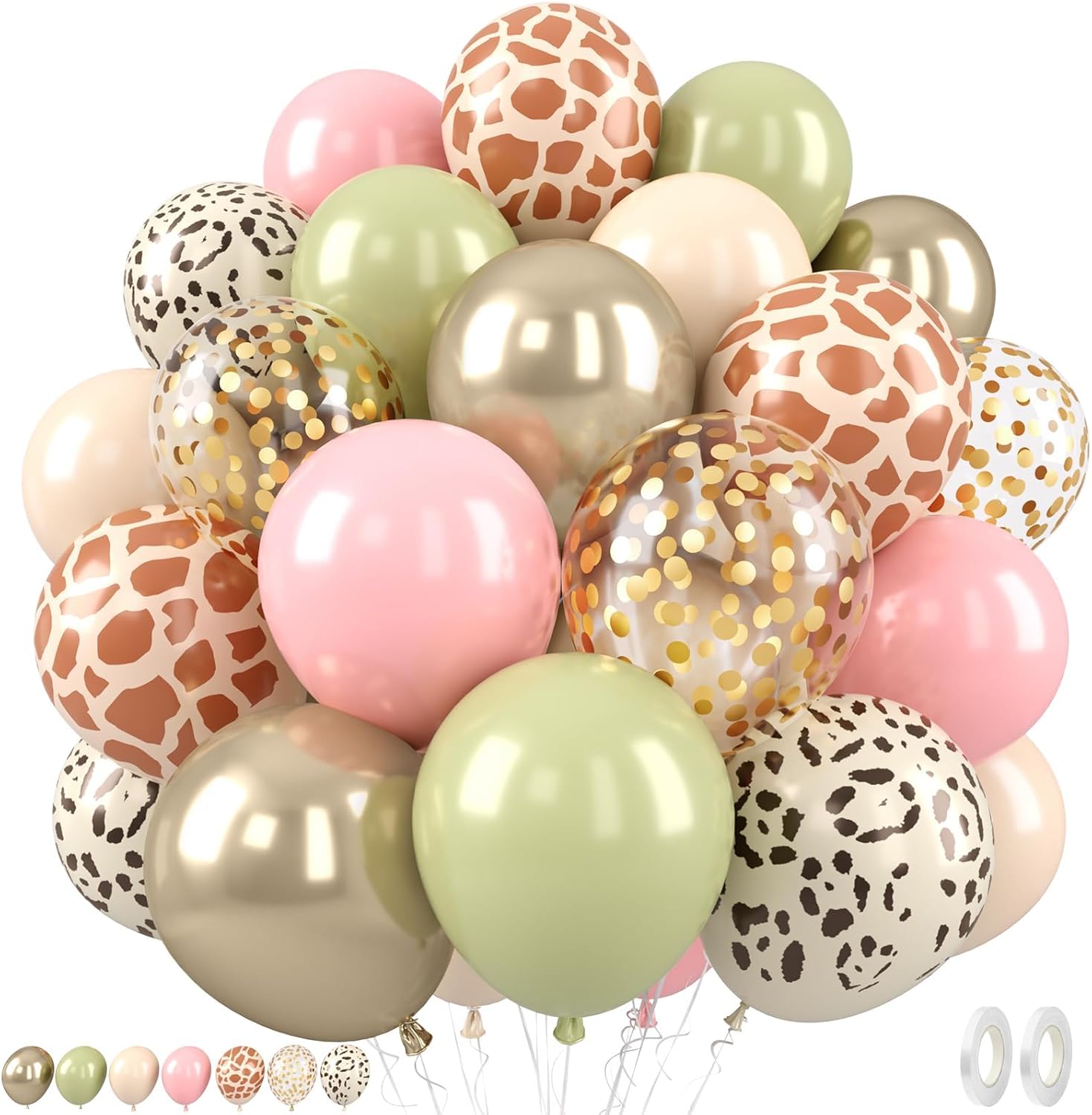 Saxuxu 50 Pcs 12 Inch Striped Leopard Balloons