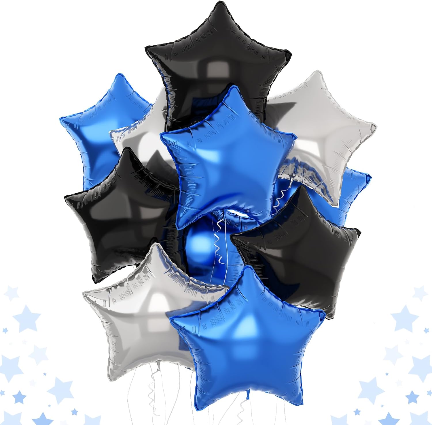 TAOYE Blue Black Star Foil Balloons 12Pcs 18Inch Set