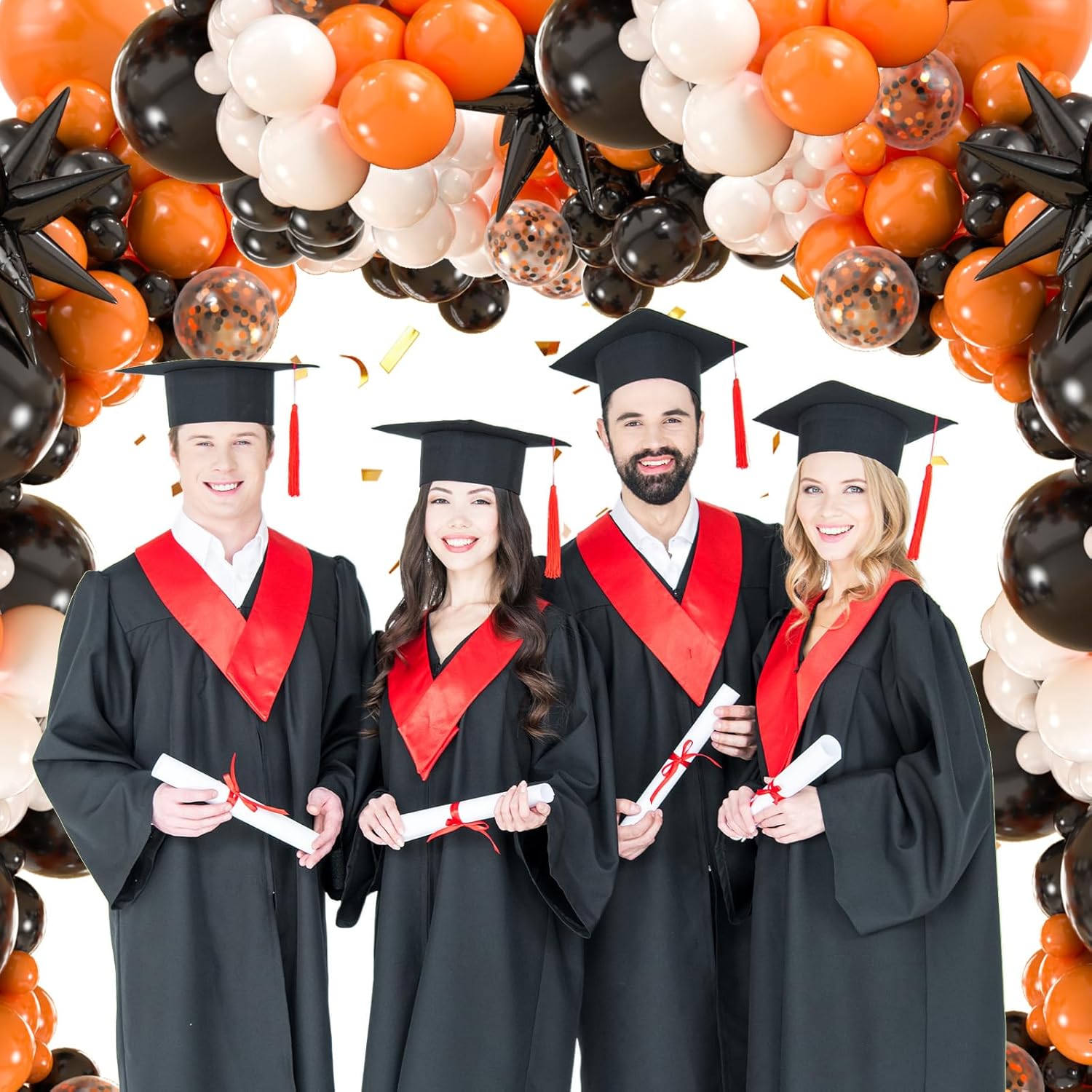 141pcs Black White Orange Balloon Garland Arch Kit