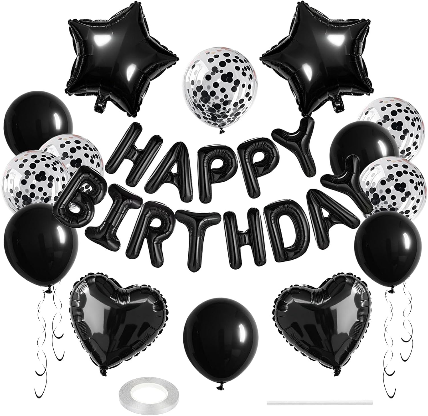 27 Pcs Black Birthday Balloon Decor Kit
