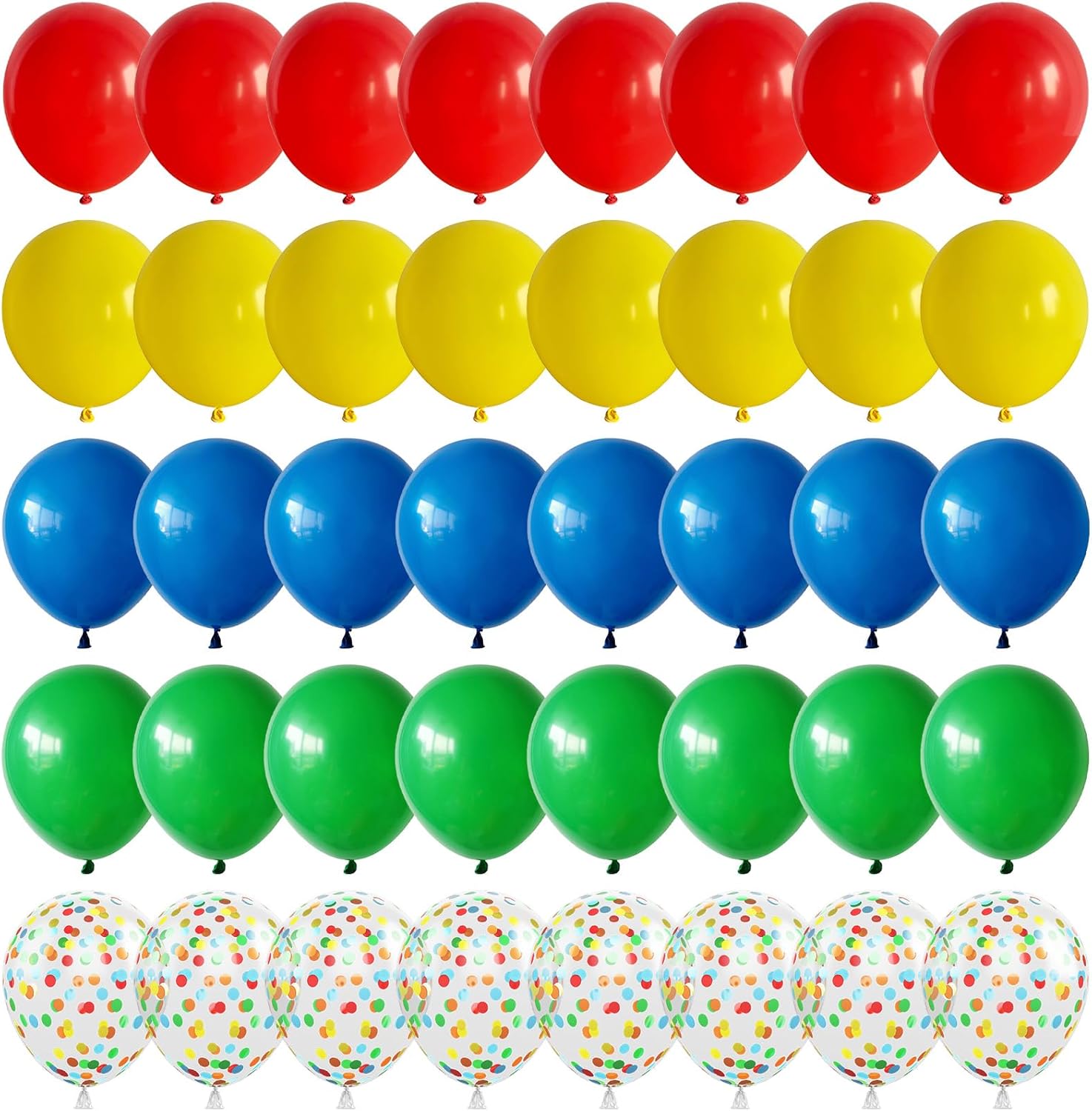 60-Piece Rainbow Balloons Set with Confetti and Ribbon
