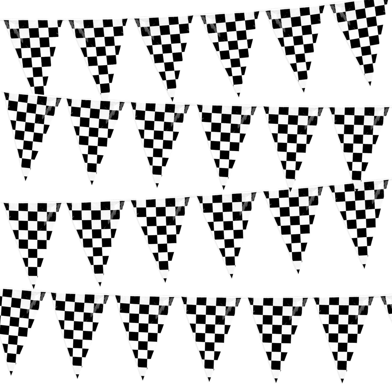 100 Ft Black and White Checkered Racing Banner Flags for Parties