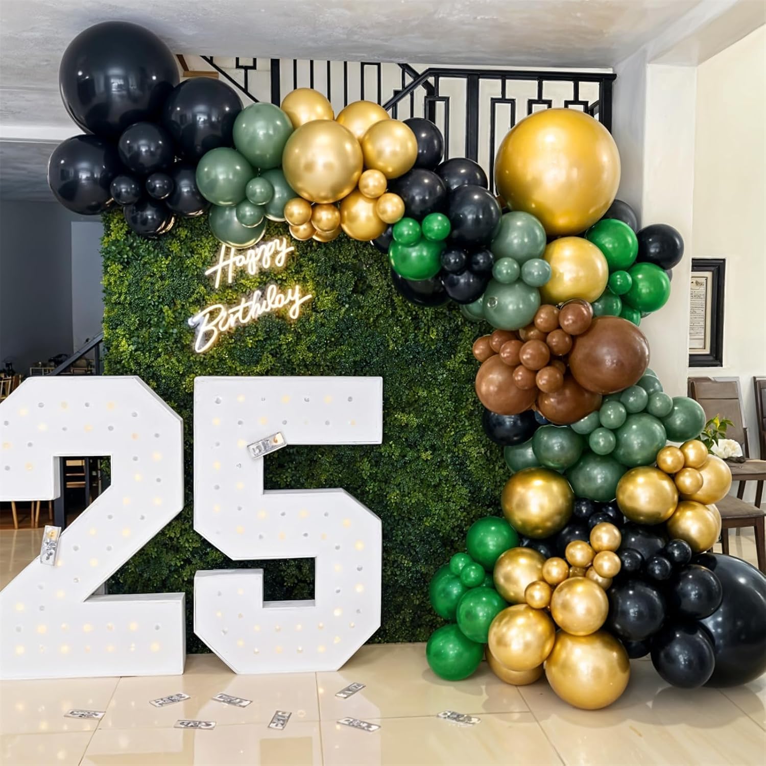 TAOYE 12 Inch 60 Pcs Green Brown Balloons Set