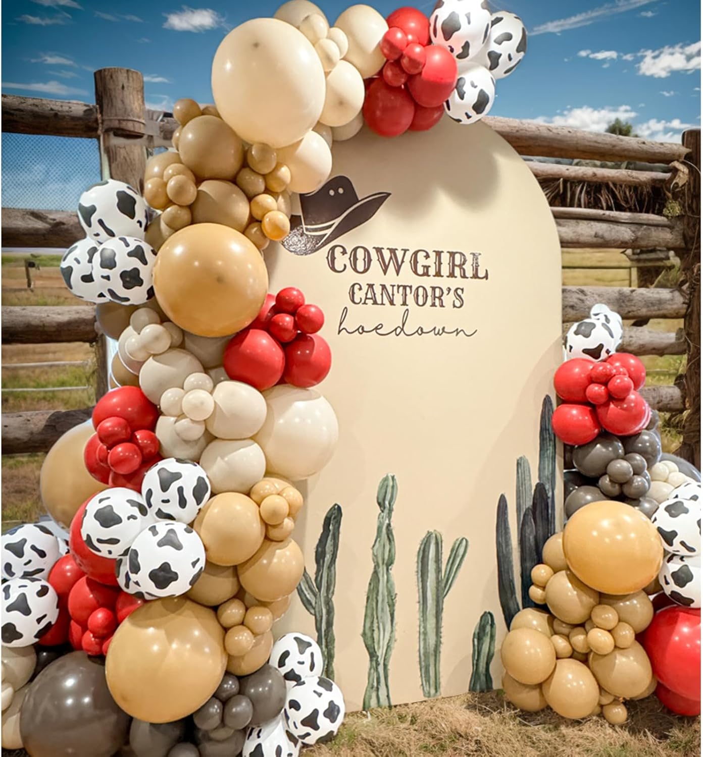 153 Pcs Red Brown Cow Balloon Arch Garland Kit