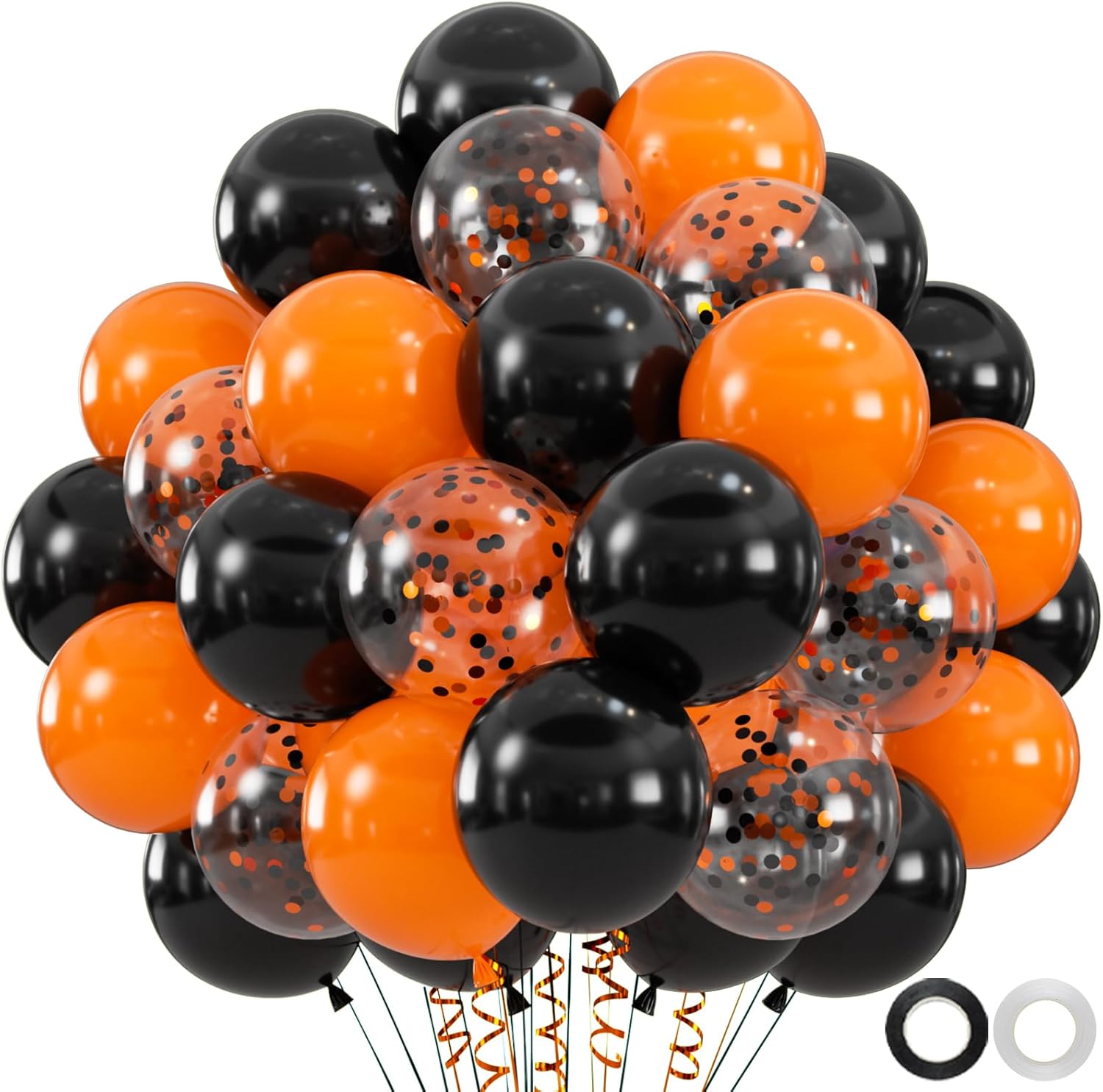 60pcs Black Orange Balloons Halloween Party Decorations