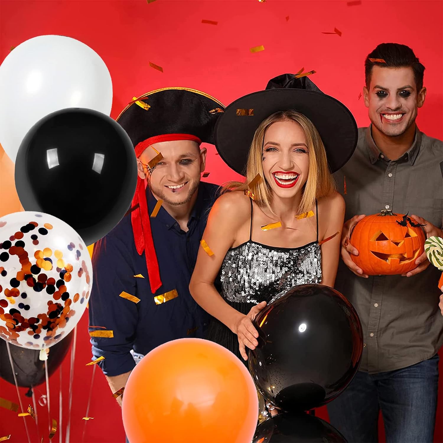 Togvu Orange Black White Balloons 60 Pack Halloween Decor