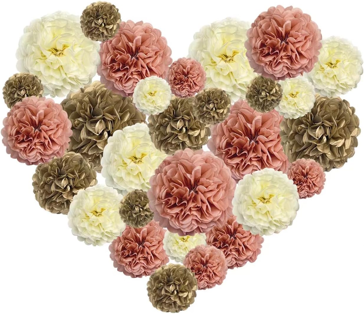 18 Pack Blush Pink Tissue Paper Pom Poms Decor Set