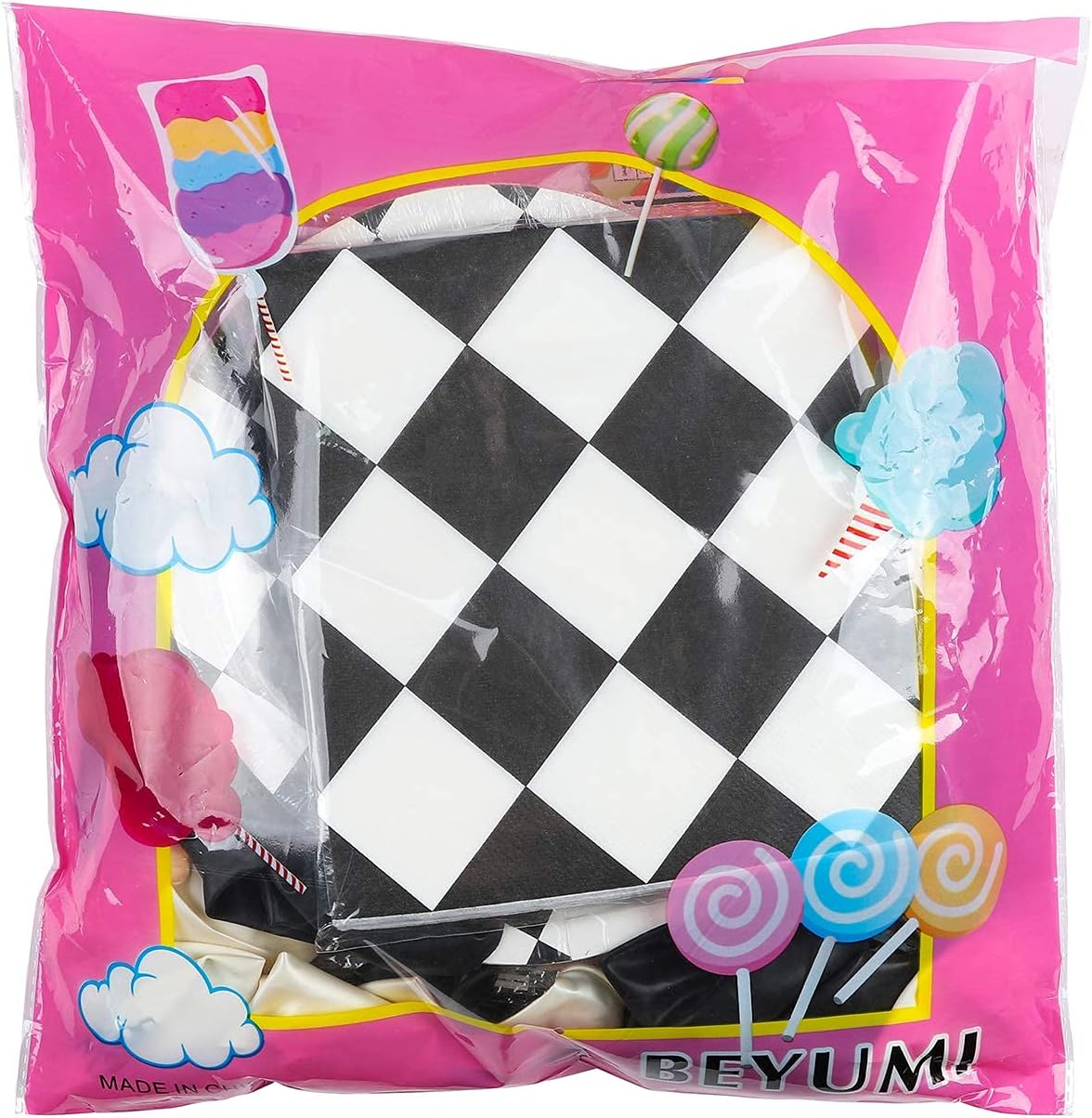 BeYumi 127 Pack Race Car Checkered Party Decor Kit
