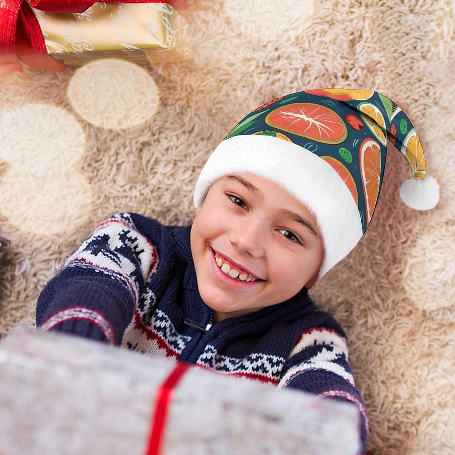 Santa Hat Fruits Pattern Christmas Party Headwear