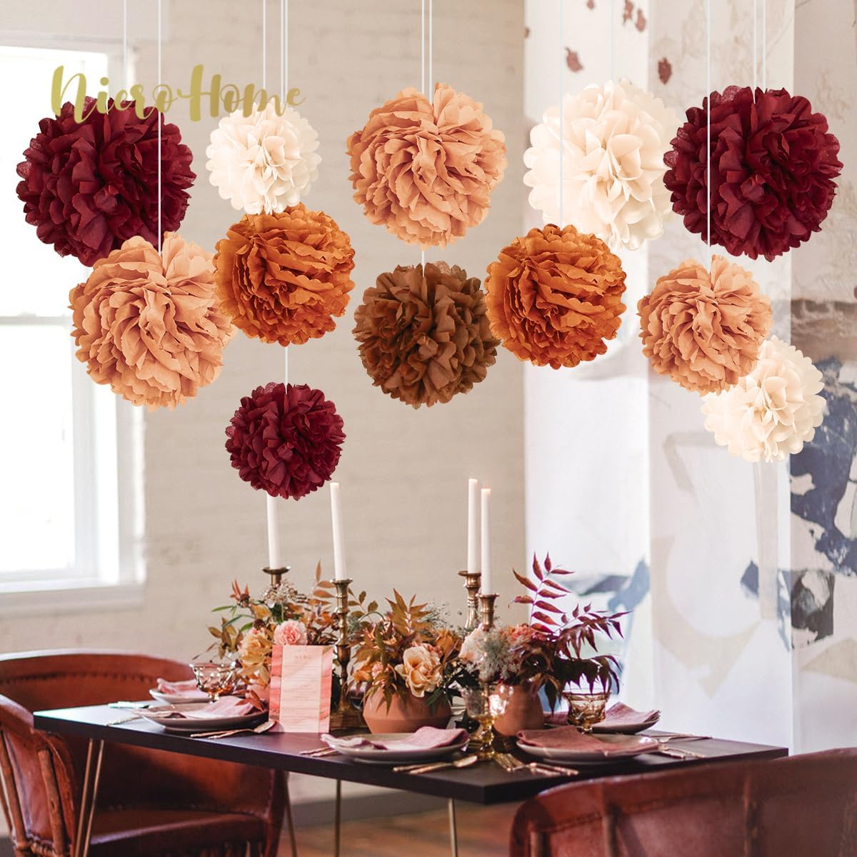 NICROHOME EUR Tissue Paper Pom Poms Wedding Decor Set