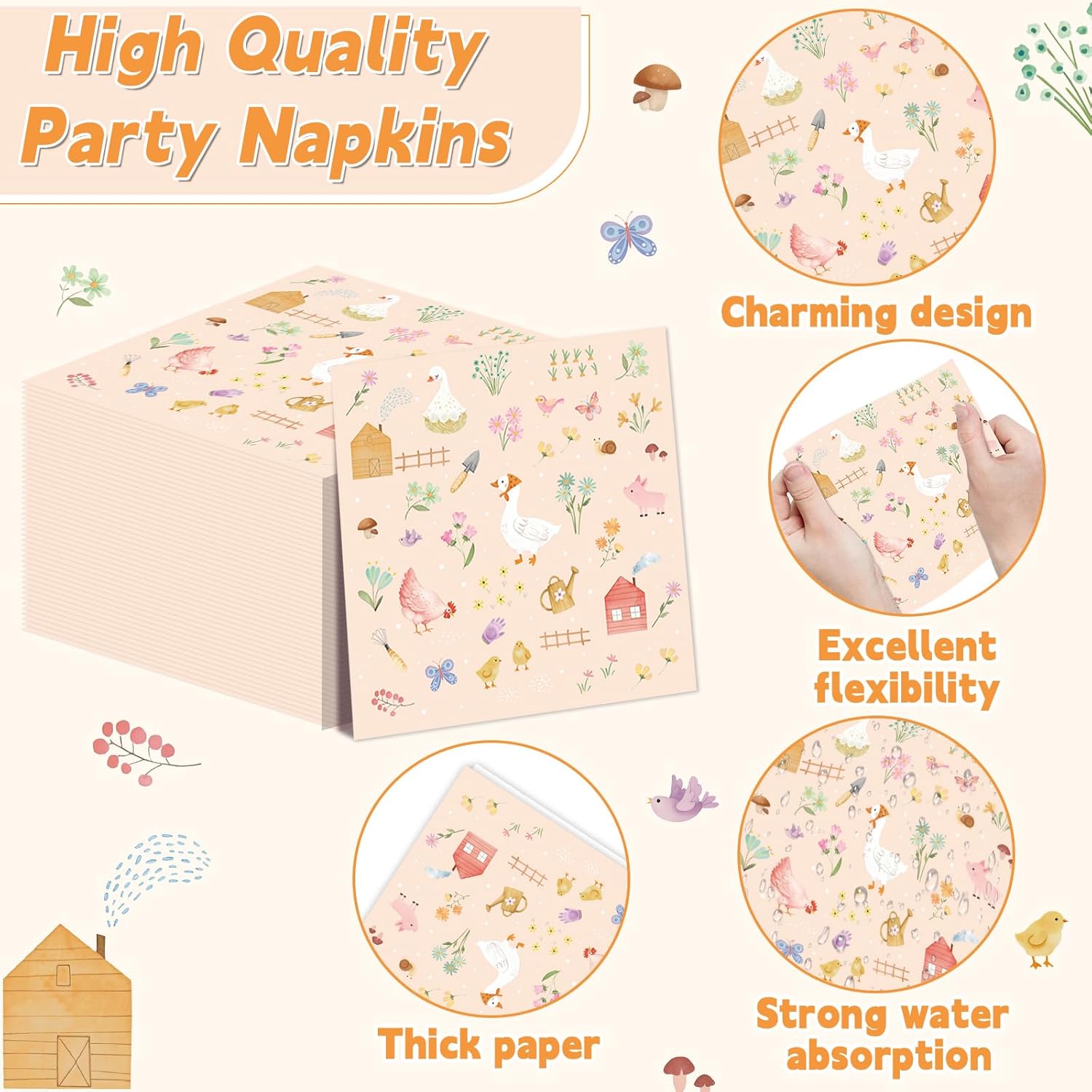 96 Pcs Farm Animal Themed Dinnerware Set for 24 Guests