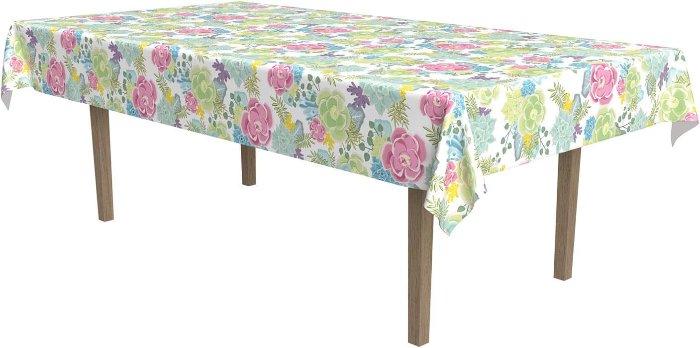 Beistle Pastel Color Succulents Table Cover