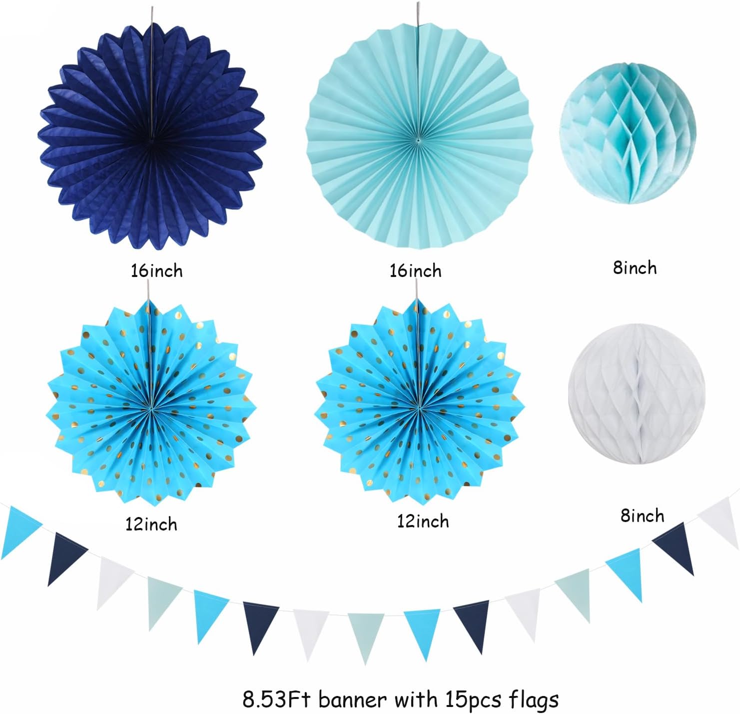 20pcs Royal Navy Blue Party Decorations Kit