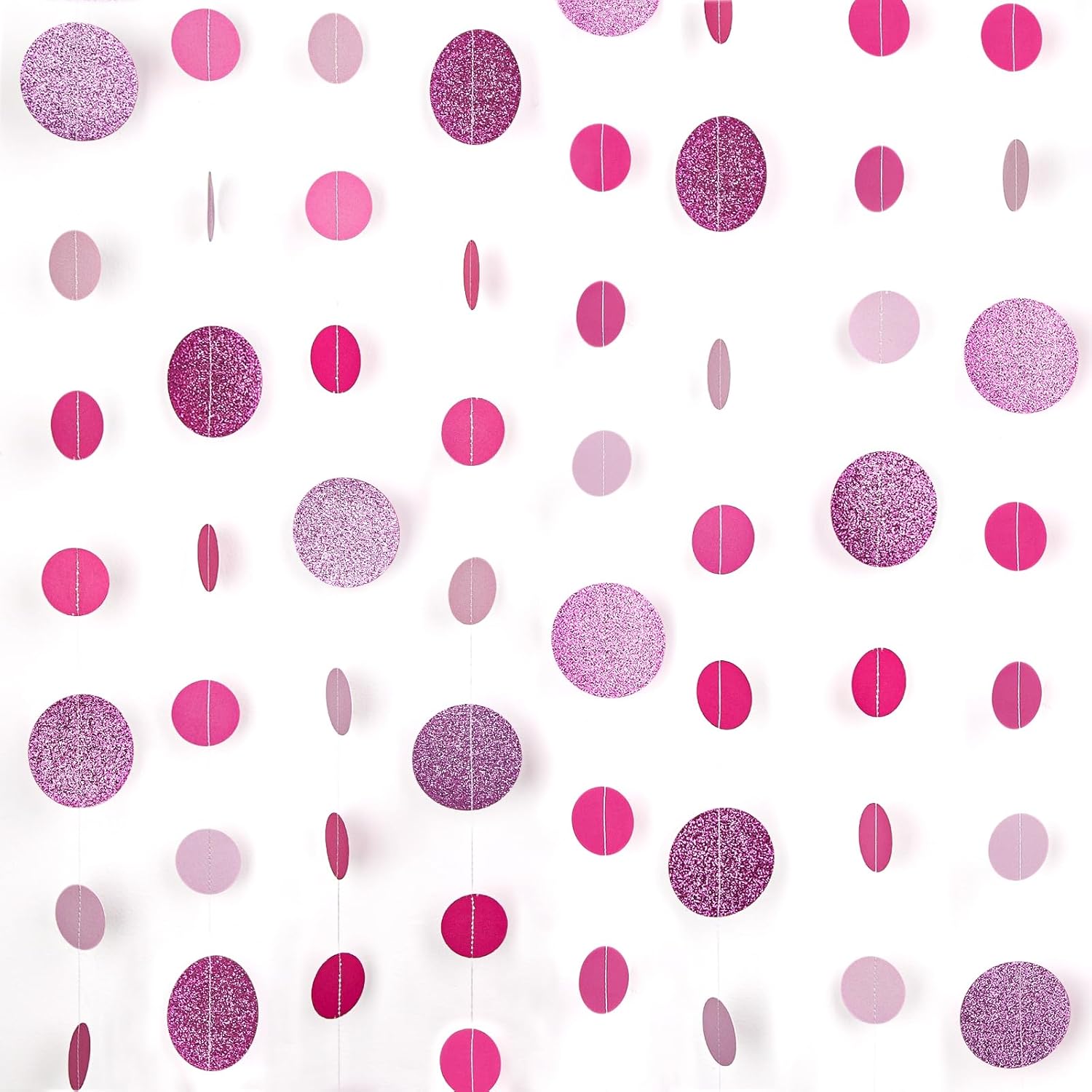 8 Pack Pink Glitter Dot Garland for Decorations