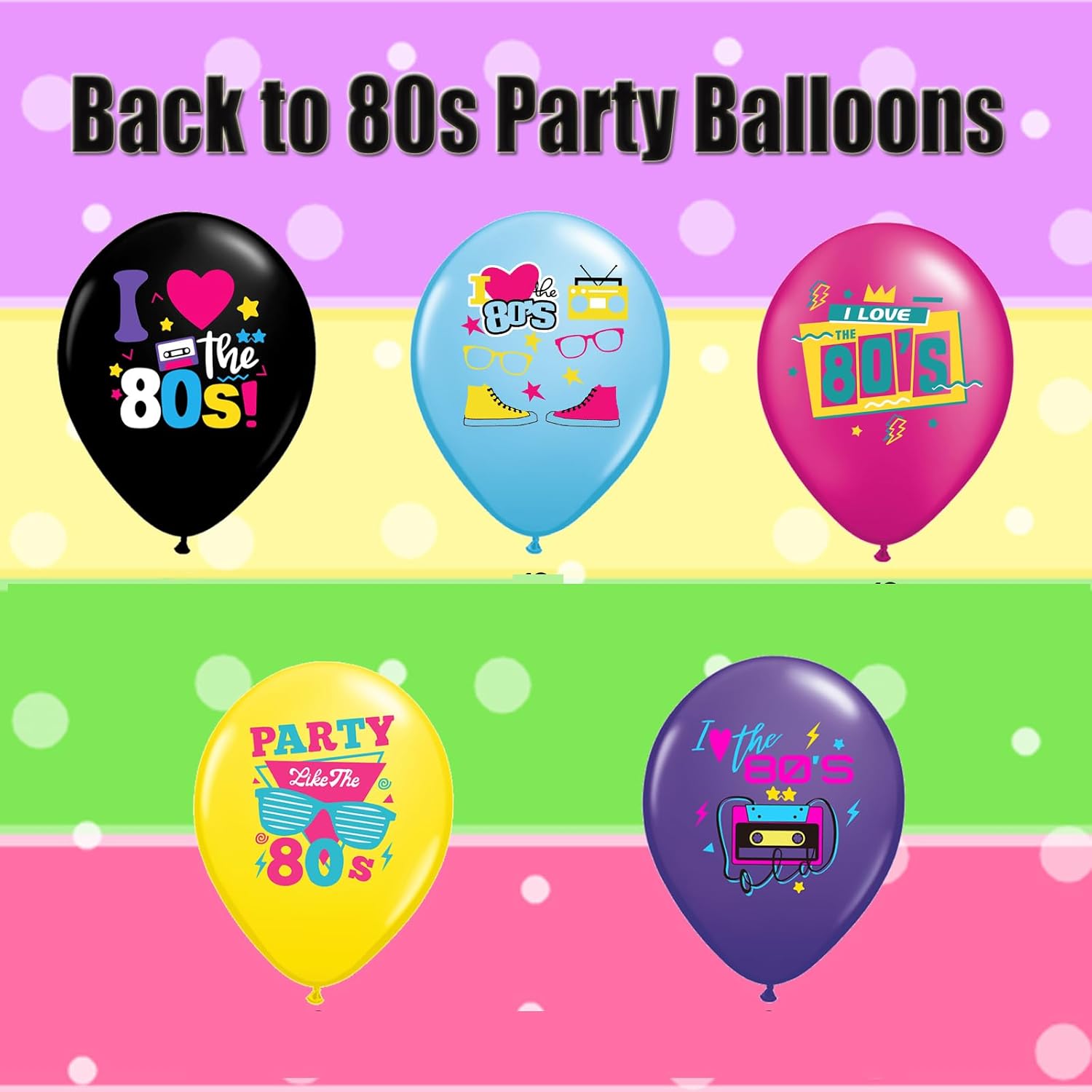Wstewoo 80s Retro Neon Balloons 40 Pack