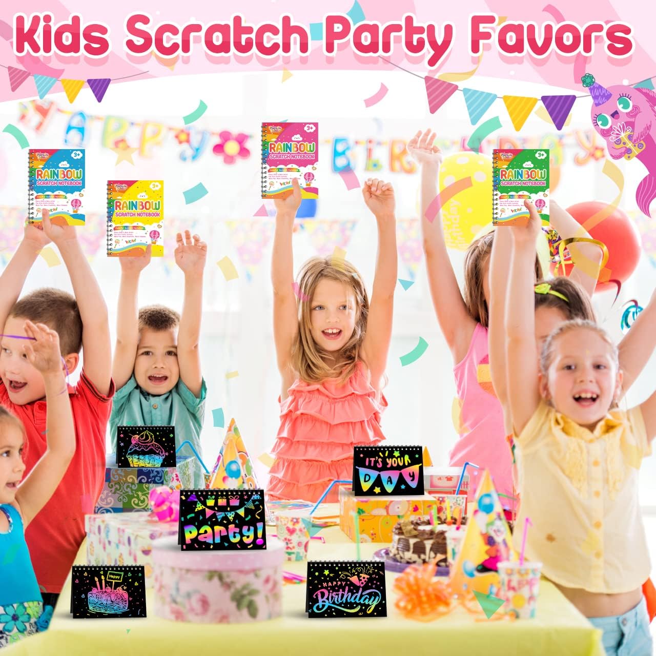 Rainbow Scratch Art Notebook Party Favors 36 Pack for Kids